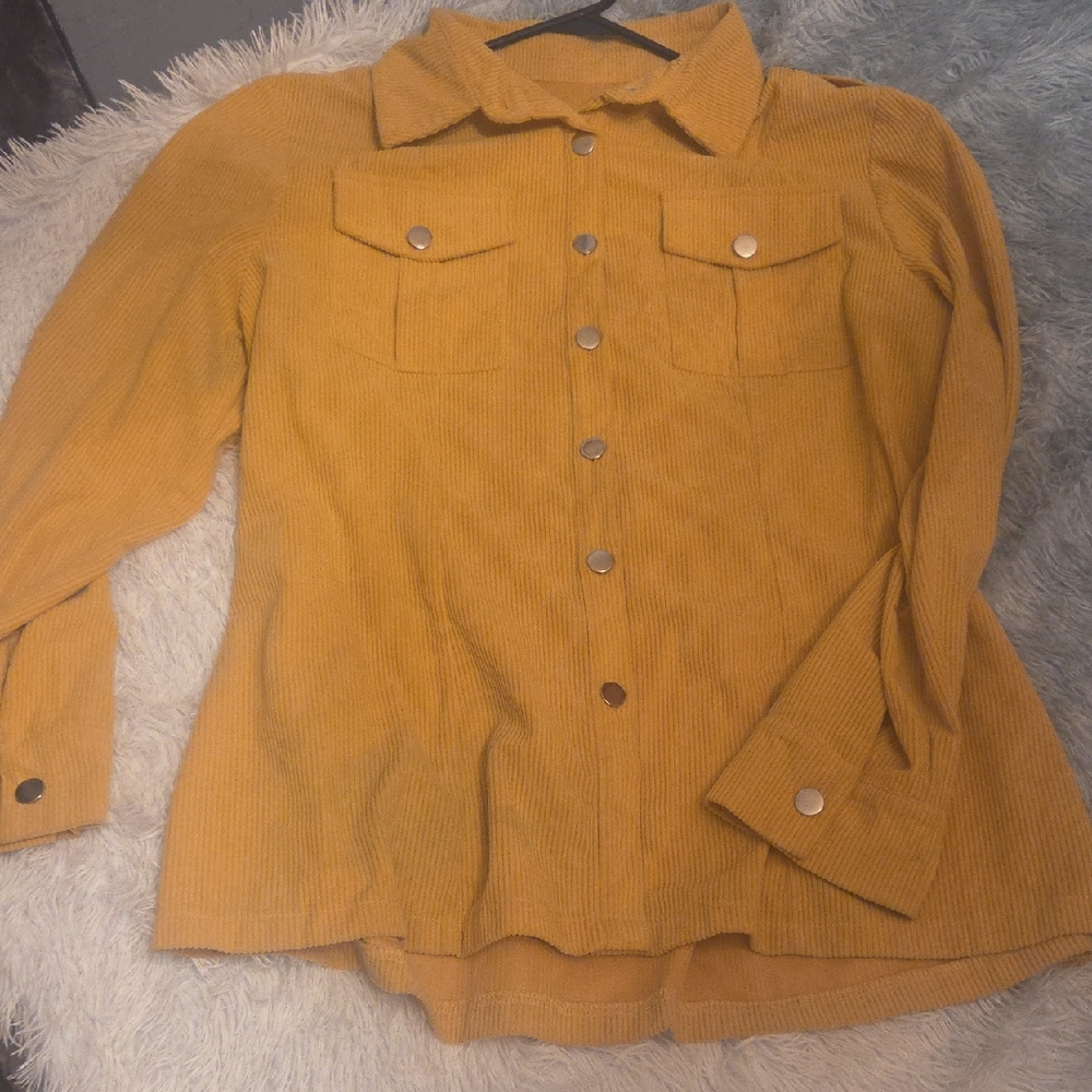Mustard Corduroy Shacket/ Button-Up Shirt